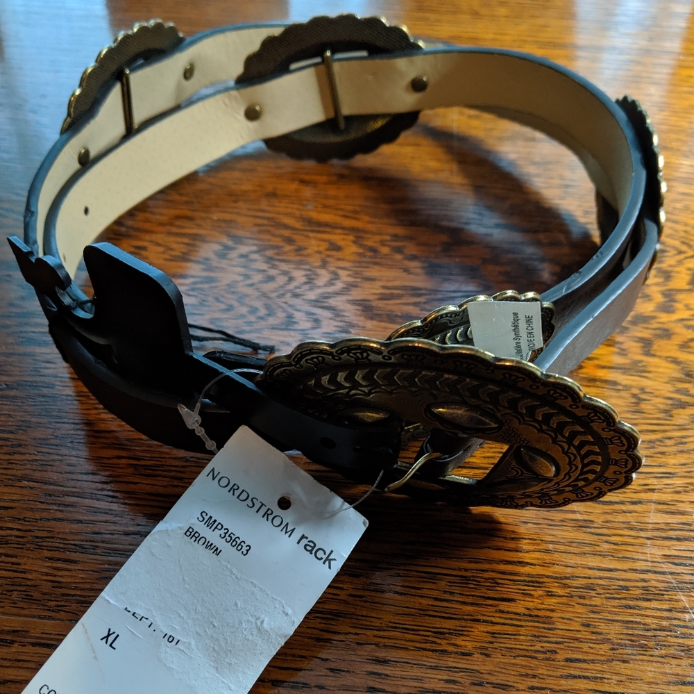 Steve Madden Belt Brown Gold Western Extra Large